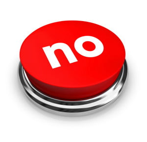 saying no better illustrated by a big red button