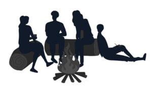 Illustration of people around a campfire