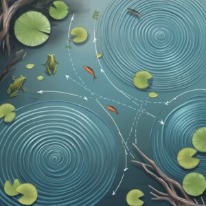 Illustration of a pond, with multiple ripples